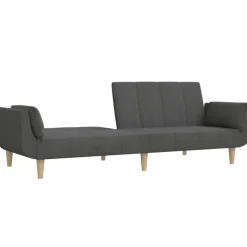 vidaXL Sofá cama de 2 plazas con dos almohadas tela Gris oscuro