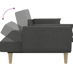 vidaXL Sofá cama de 2 plazas con dos almohadas tela Gris oscuro
