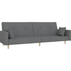 vidaXL Sofá cama de 2 plazas con dos almohadas tela Gris claro