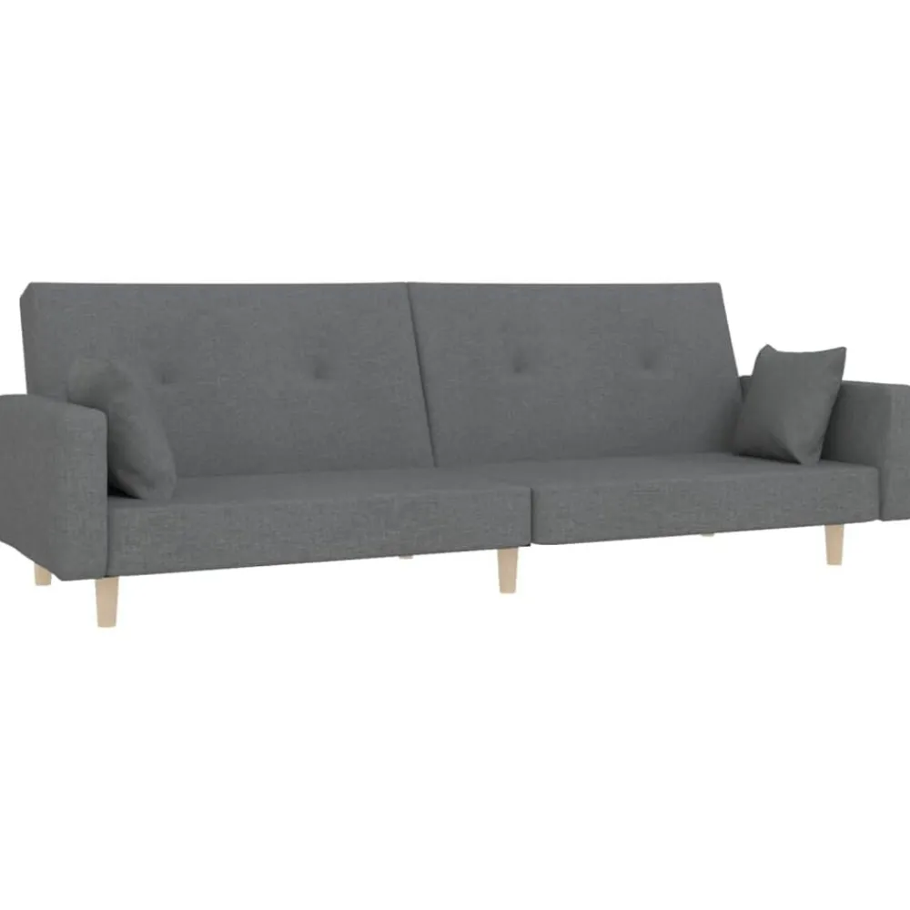 vidaXL Sofá cama de 2 plazas con dos almohadas tela Gris claro