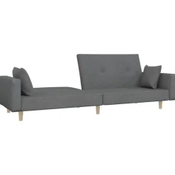 vidaXL Sofá cama de 2 plazas con dos almohadas tela Gris claro