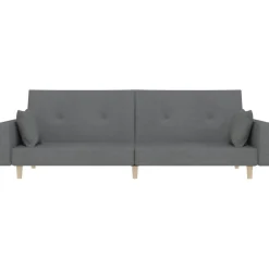 vidaXL Sofá cama de 2 plazas con dos almohadas tela Gris claro