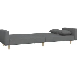 vidaXL Sofá cama de 2 plazas con dos almohadas tela Gris claro