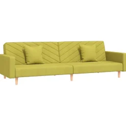 vidaXL Sofá cama de 2 plazas con dos almohadas tela Verde Discount