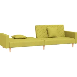 vidaXL Sofá cama de 2 plazas con dos almohadas tela Verde Discount