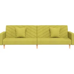 vidaXL Sofá cama de 2 plazas con dos almohadas tela Verde Discount