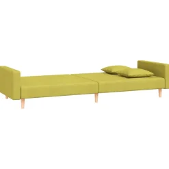 vidaXL Sofá cama de 2 plazas con dos almohadas tela Verde Discount