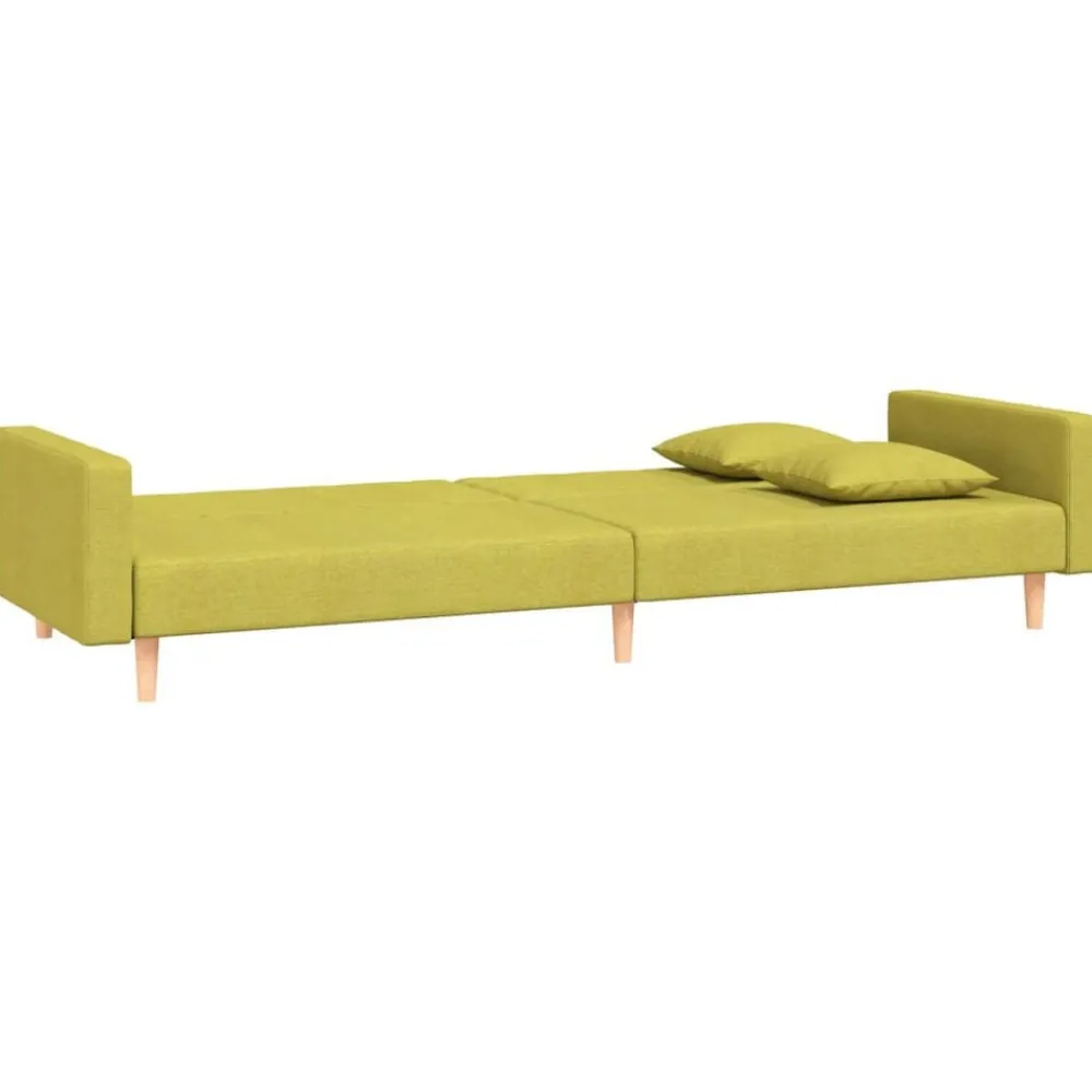 vidaXL Sofá cama de 2 plazas con dos almohadas tela Verde Discount