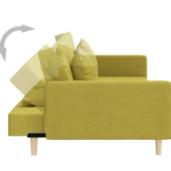 vidaXL Sofá cama de 2 plazas con dos almohadas tela Verde Discount