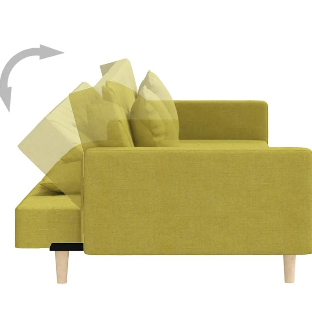 vidaXL Sofá cama de 2 plazas con dos almohadas tela Verde Discount
