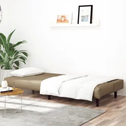 vidaXL Sofá cama de 2 plazas cuero sintético color Capuchino New