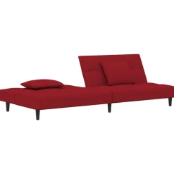 vidaXL Sofá cama de 2 plazas con dos almohadas terciopelo rojo tinto Rojo vino tinto New