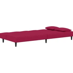 vidaXL Sofá cama de 2 plazas con dos almohadas terciopelo rojo tinto Rojo vino tinto New