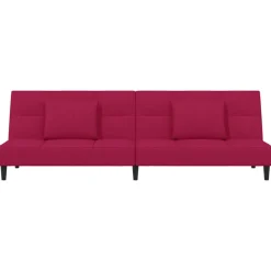 vidaXL Sofá cama de 2 plazas con dos almohadas terciopelo rojo tinto Rojo vino tinto New