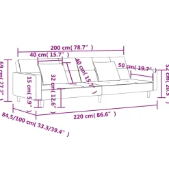 vidaXL Sofás-Sofá cama de 2 plazas con dos almohadas tela