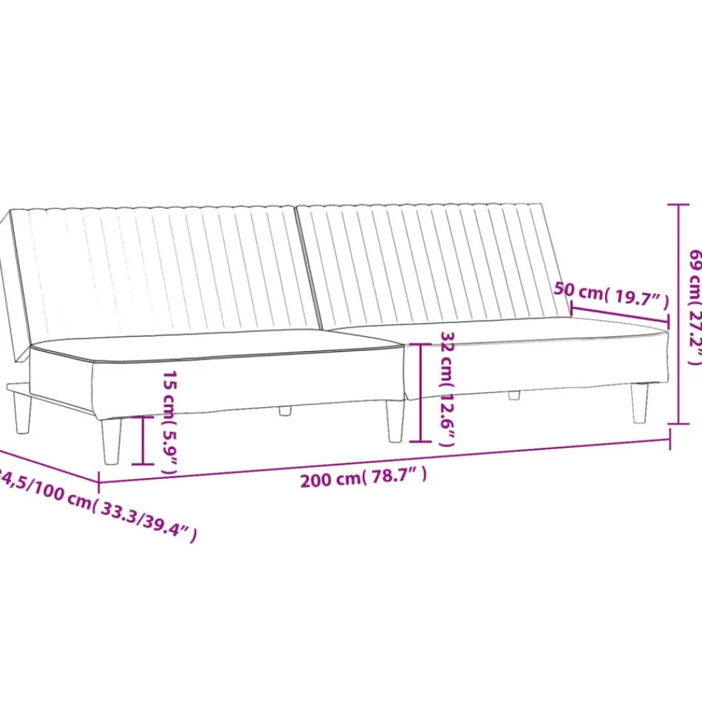 vidaXL Sofás-Sofá cama de 2 plazas terciopelo