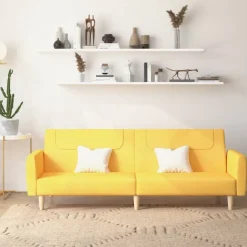 vidaXL Sofá cama de 2 plazas tela Amarillo