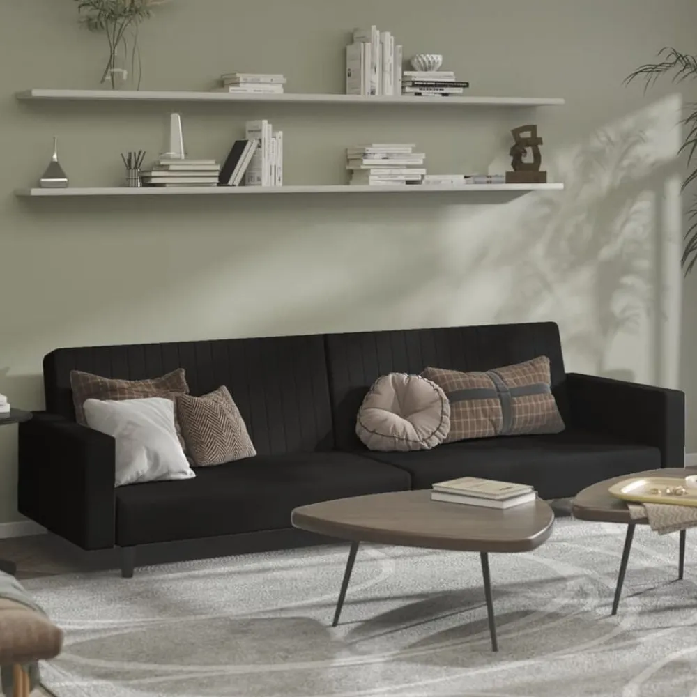 vidaXL Sofá cama de 2 plazas terciopelo Negro Discount