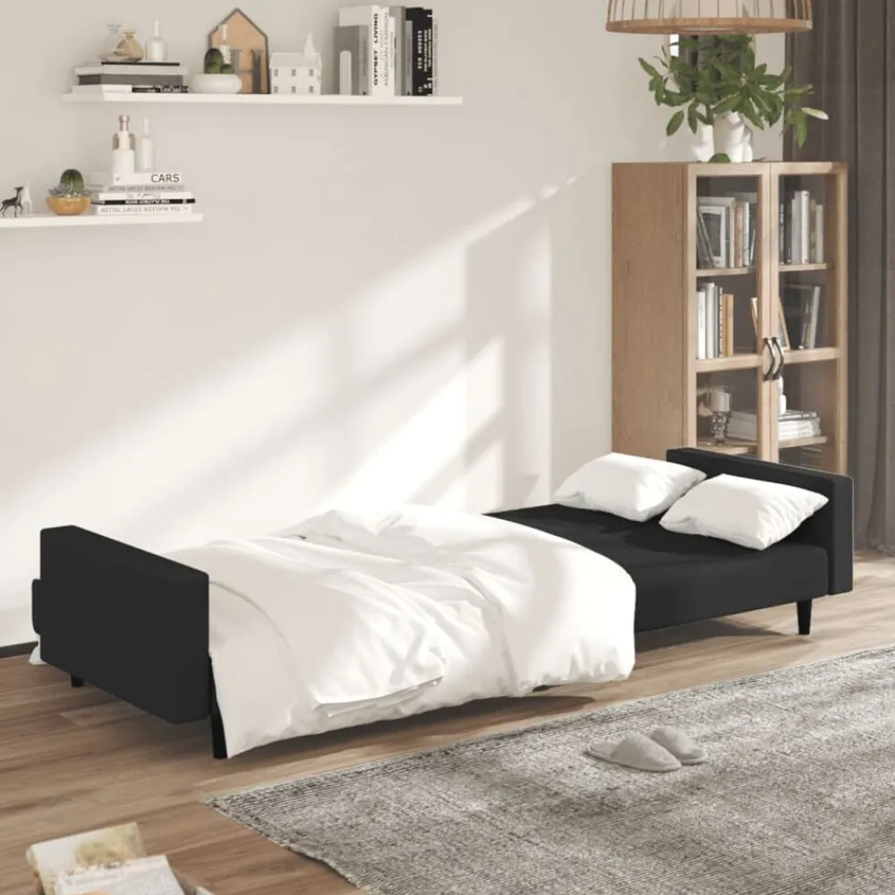 vidaXL Sofá cama de 2 plazas terciopelo Negro Discount