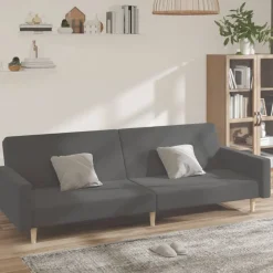 vidaXL Sofá cama de 2 plazas tela Gris claro New
