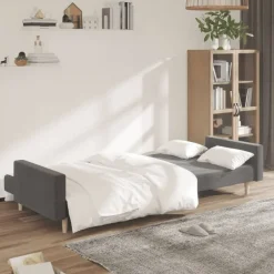 vidaXL Sofá cama de 2 plazas tela Gris claro New