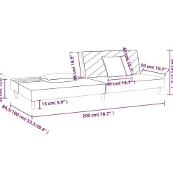 vidaXL Sofás-Sofá cama de 2 plazas con dos almohadas tela