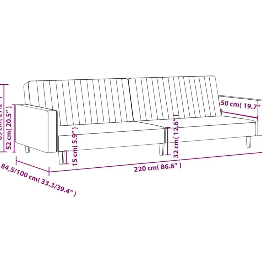 vidaXL Sofás-Sofá cama de 2 plazas terciopelo color vino tinto