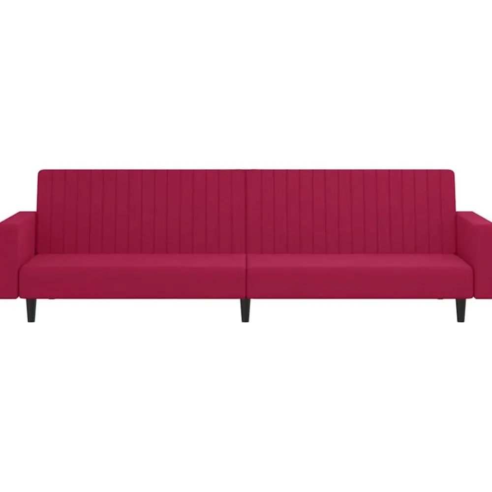 vidaXL Sofás-Sofá cama de 2 plazas terciopelo color vino tinto