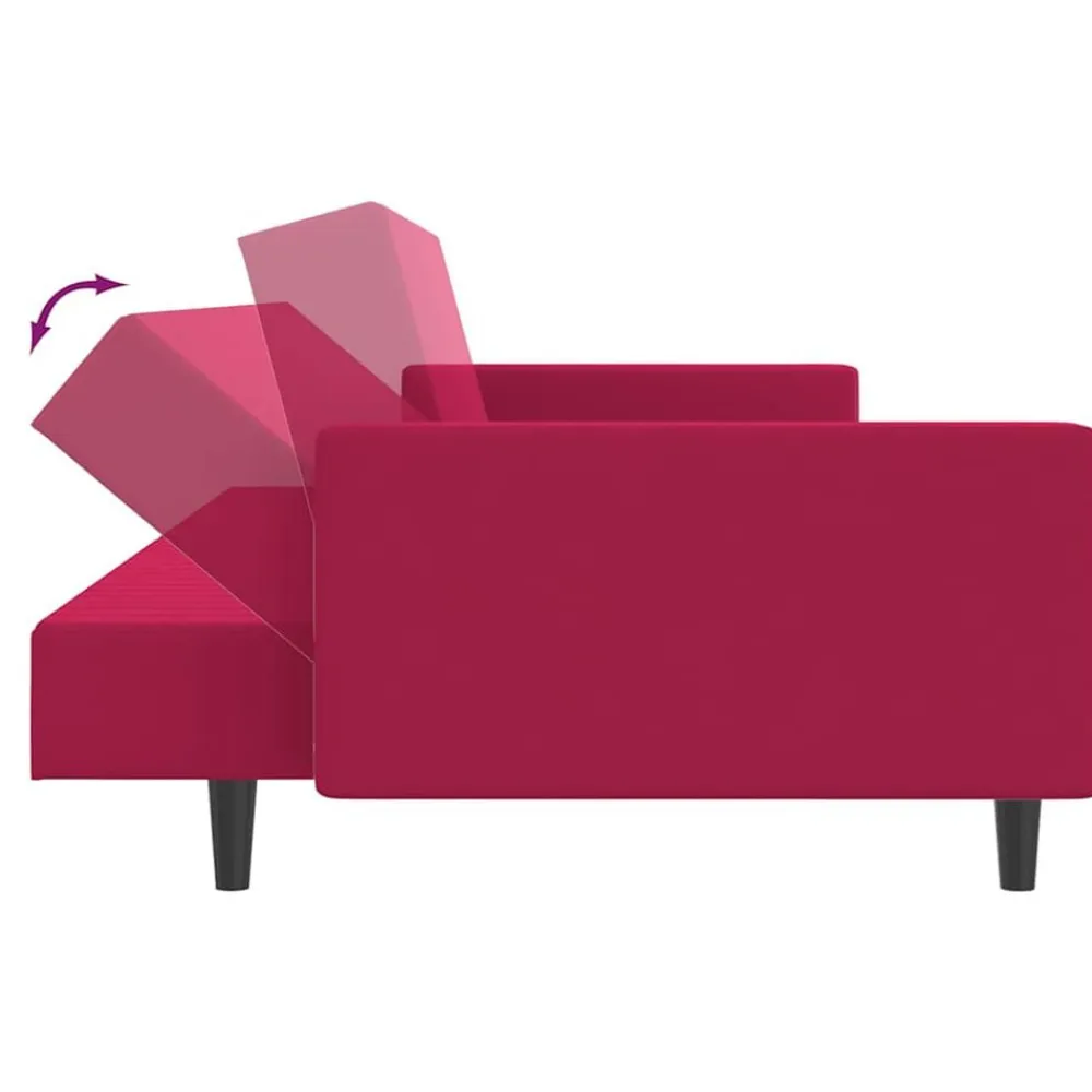 vidaXL Sofás-Sofá cama de 2 plazas terciopelo color vino tinto