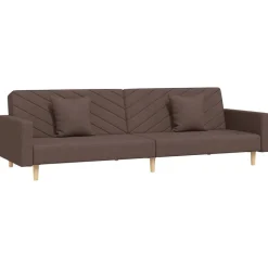 vidaXL Sofá cama de 2 plazas con dos almohadas tela gris taupe Taupé Online
