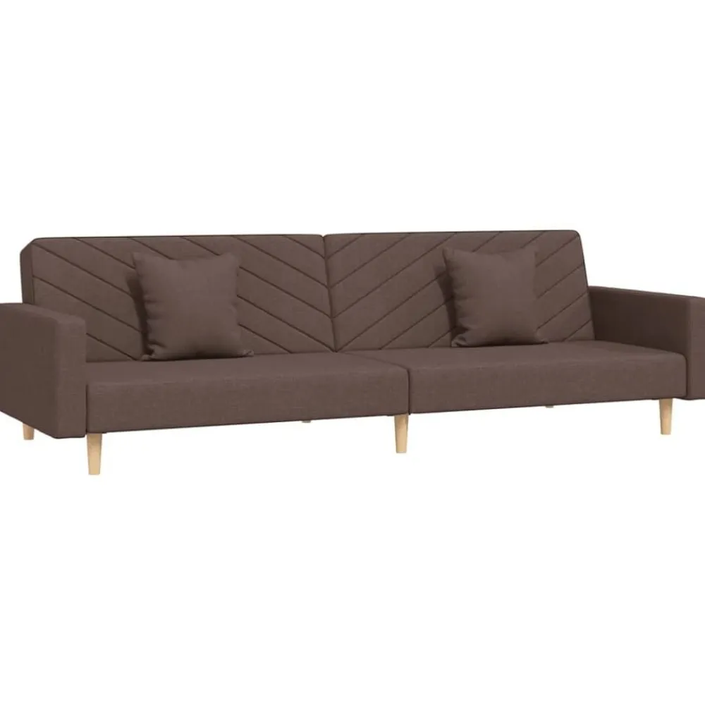 vidaXL Sofá cama de 2 plazas con dos almohadas tela gris taupe Taupé Online