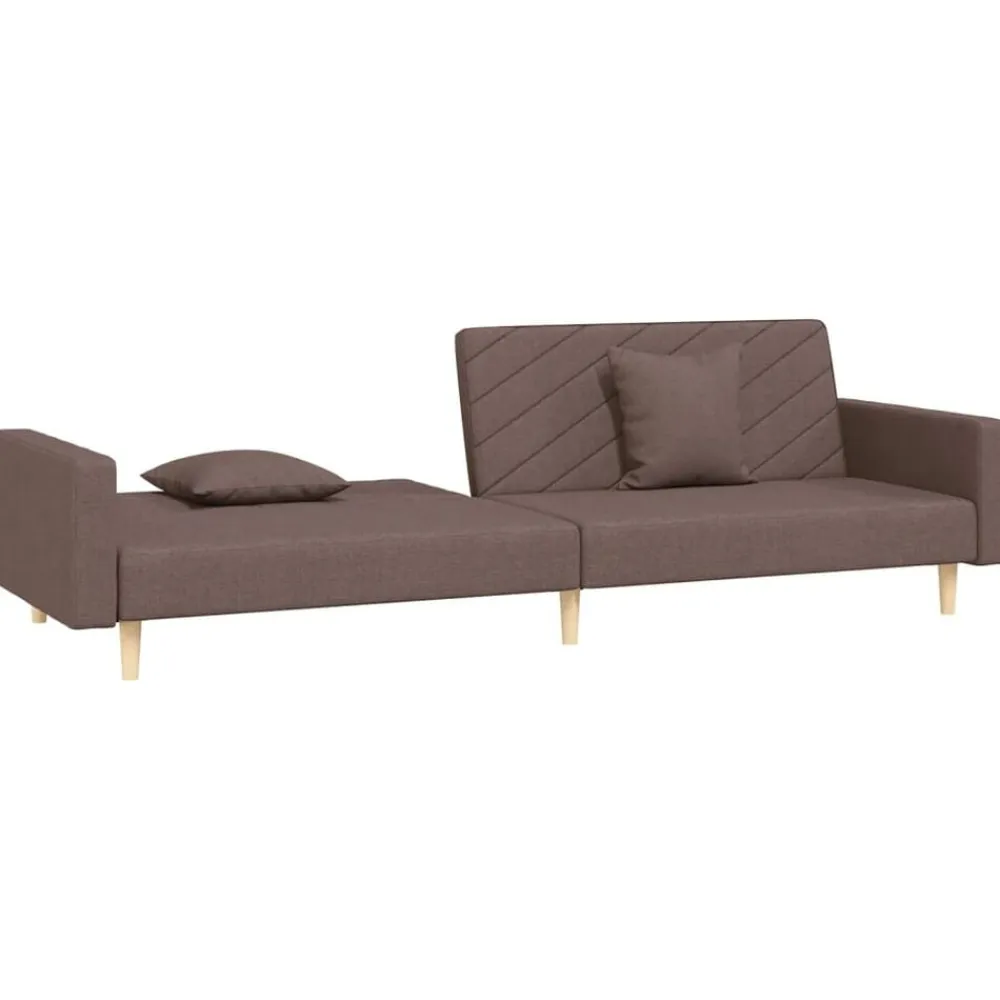 vidaXL Sofá cama de 2 plazas con dos almohadas tela gris taupe Taupé Online