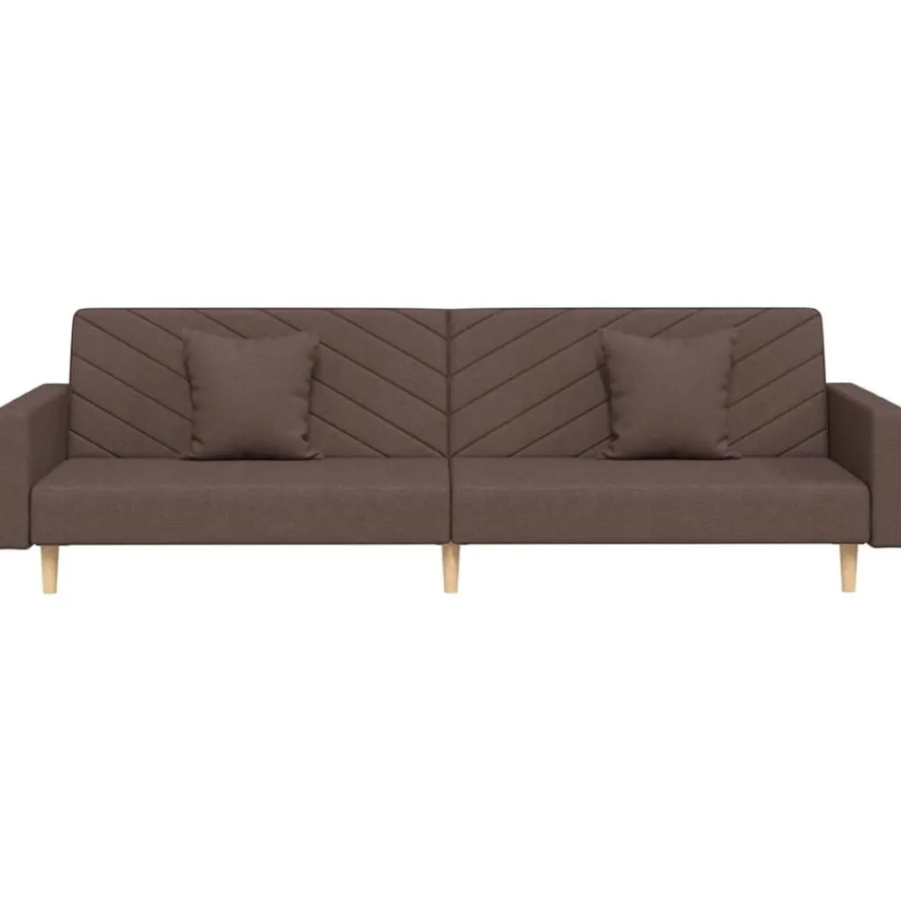 vidaXL Sofá cama de 2 plazas con dos almohadas tela gris taupe Taupé Online