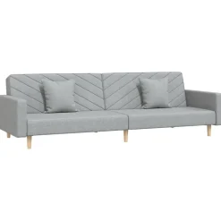 vidaXL Sofá cama de 2 plazas con dos almohadas tela Gris claro Online