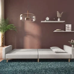 vidaXL Sofá cama de 2 plazas con dos almohadas tela Gris claro Online