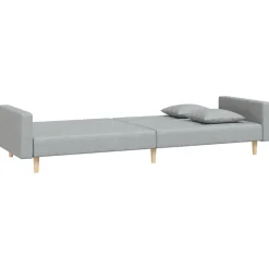 vidaXL Sofá cama de 2 plazas con dos almohadas tela Gris claro Online