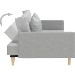 vidaXL Sofá cama de 2 plazas con dos almohadas tela Gris claro Online