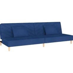 vidaXL Sofá cama de 2 plazas con dos almohadas tela Azul Clearance