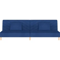 vidaXL Sofá cama de 2 plazas con dos almohadas tela Azul Clearance