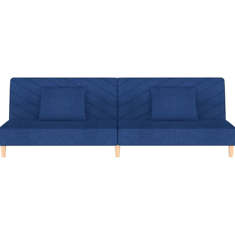 vidaXL Sofá cama de 2 plazas con dos almohadas tela Azul Clearance