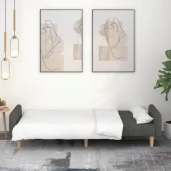 vidaXL Sofá cama de 2 plazas tela Gris oscuro Outlet