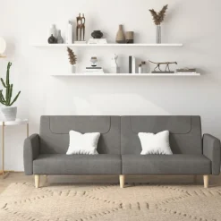 vidaXL Sofá cama de 2 plazas tela Gris oscuro Online