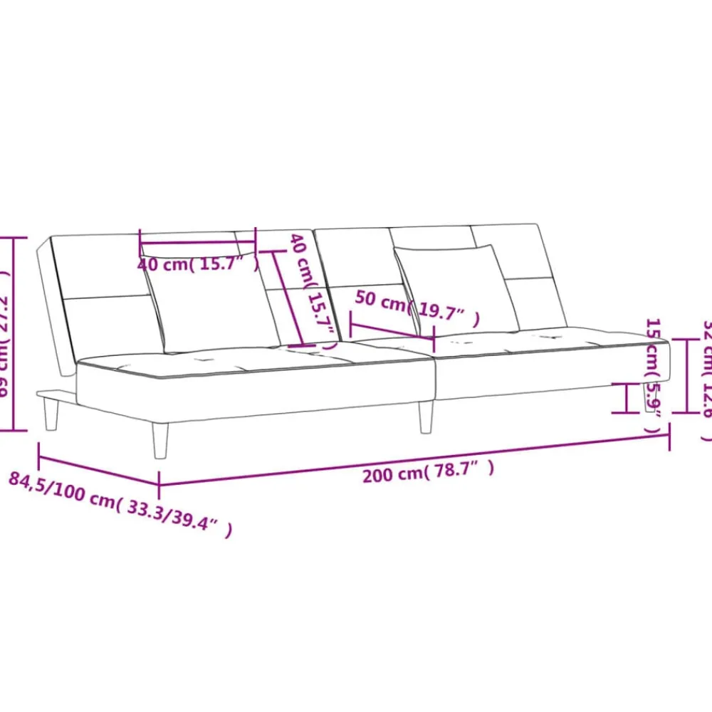 vidaXL Sofá cama de 2 plazas con dos almohadas tela gris taupe Taupé Hot