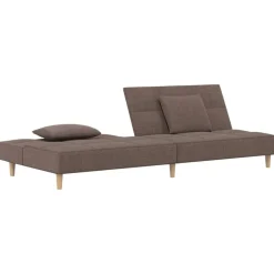 vidaXL Sofá cama de 2 plazas con dos almohadas tela gris taupe Taupé Hot