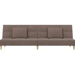 vidaXL Sofá cama de 2 plazas con dos almohadas tela gris taupe Taupé Hot