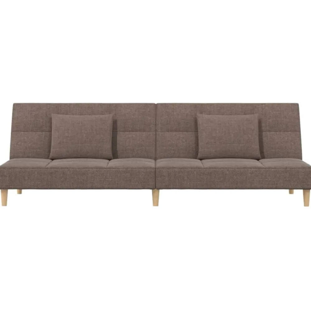 vidaXL Sofá cama de 2 plazas con dos almohadas tela gris taupe Taupé Hot