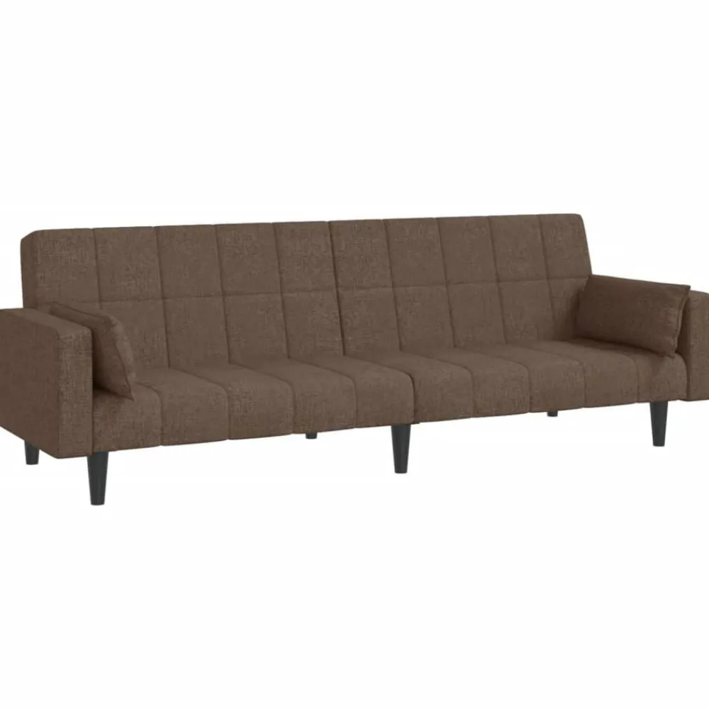 vidaXL Sofá cama de 2 plazas con dos almohadas tela gris taupe Taupé New