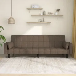 vidaXL Sofá cama de 2 plazas con dos almohadas tela gris taupe Taupé New