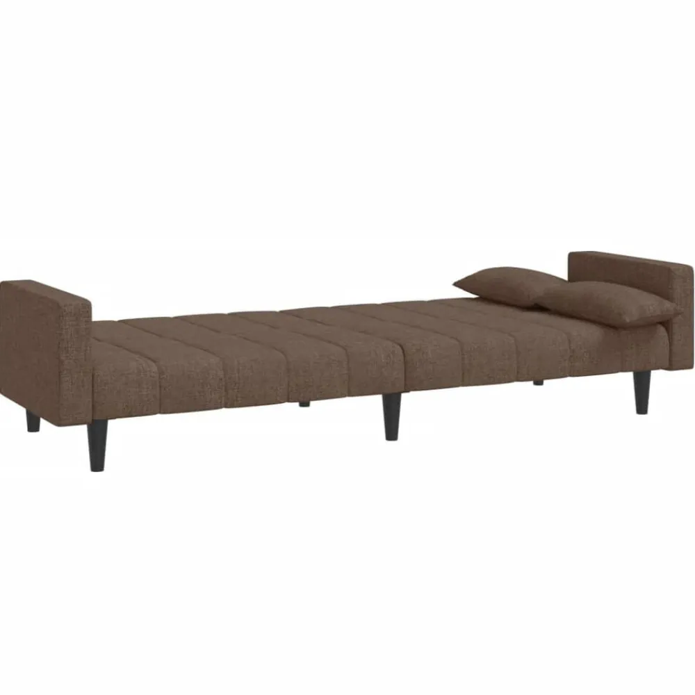 vidaXL Sofá cama de 2 plazas con dos almohadas tela gris taupe Taupé New