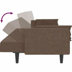 vidaXL Sofá cama de 2 plazas con dos almohadas tela gris taupe Taupé New